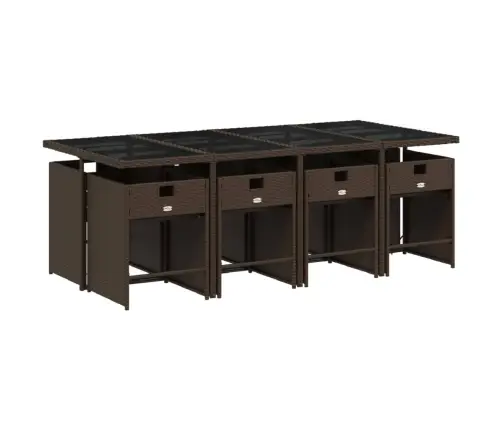 Sodo Komplektas Su Pagalvėlėmis, 9 Dalių, Rudas, Poliratanas