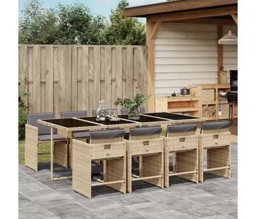 9-Daļīgs Virtuves Mēbeļu Komplekts Ar Matračiem, Pe Rotangpalma Vidaxl