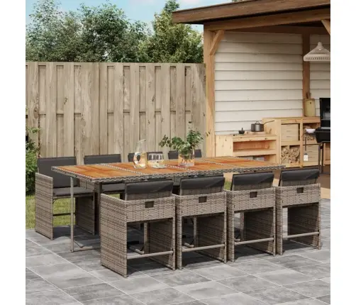 9-Daļīgs Dārza Mēbeļu Komplekts Ar Matračiem, Pe Rotangpalma Vidaxl