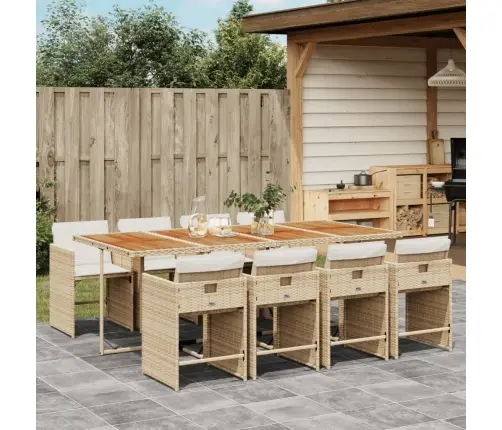 9-Osaline Aiamööbli Komplekt Patjadega, Beež, Polürotang