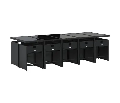 11-Osaline Aiamööbli Komplekt Patjadega, Must, Polürotang