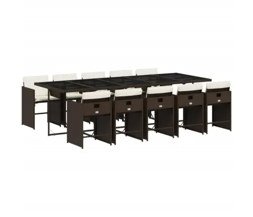 11-Daļīgs Dārza Mēbeļu Komplekts, Matrači, Brūna Pe Rotangpalma Vidaxl