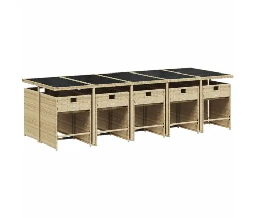 11-Daļīgs Virtuves Mēbeļu Komplekts Ar Matračiem,Pe Rotangpalma Vidaxl