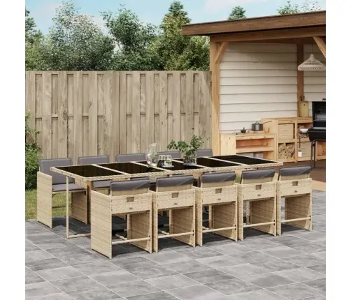 11-Daļīgs Virtuves Mēbeļu Komplekts Ar Matračiem,Pe Rotangpalma Vidaxl