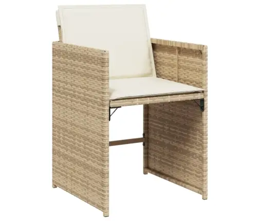 11-Daļīgs Dārza Mēbeļu Komplekts, Matrači, Bēša Pe Rotangpalma Vidaxl