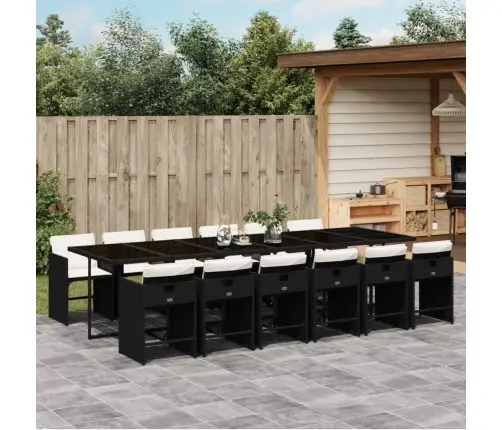 Sodo Komplektas Su Pagalvėlėmis, 13 Dalių, Juodas, Poliratanas