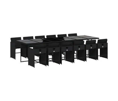 Sodo Komplektas Su Pagalvėlėmis, 13 Dalių, Juodas, Poliratanas