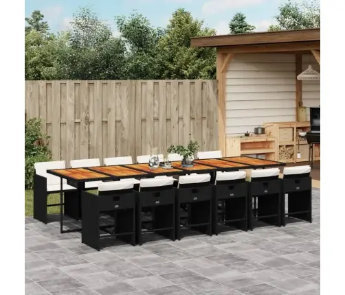 13-Daļīgs Dārza Mēbeļu Komplekts Ar Matračiem, Melns Pe Vidaxl