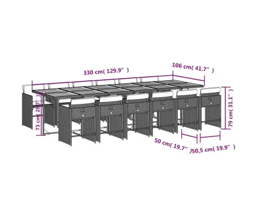 13-Daļīgs Dārza Mēbeļu Komplekts Ar Matračiem, Pe Rotangpalma Vidaxl