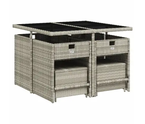 9-Osaline Aiamööbli Komplekt Patjadega, Helehall, Polürotang