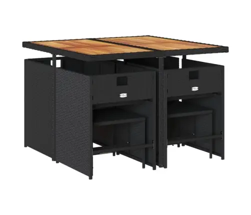 9-Osaline Aiamööbli Komplekt Patjadega, Must, Polürotang