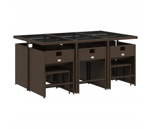 11-Daļīgs Dārza Mēbeļu Komplekts, Matrači, Brūna Pe Rotangpalma Vidaxl