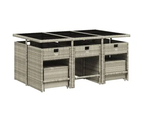 11-Daļīgs Dārza Mēbeļu Komplekts Ar Matračiem, Gaiši Pelēka Pe Vidaxl