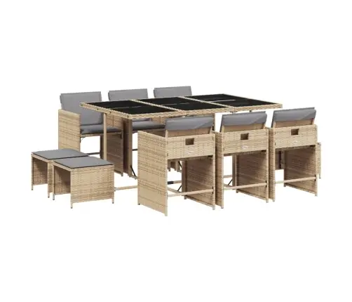 11-Osaline Aia Söögimööbli Komplekt Patjadega, Beežid Toonid