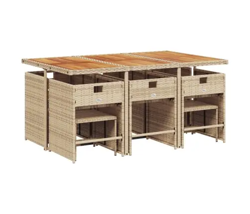 11-Osaline Aiamööbli Komplekt Patjadega, Beež, Polürotang