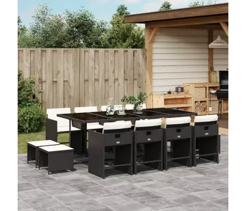 Sodo Komplektas Su Pagalvėlėmis, 13 Dalių, Juodas, Poliratanas