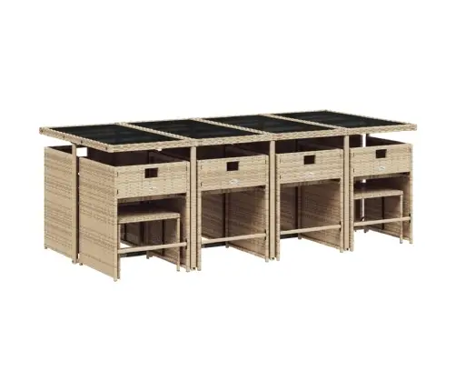 Sodo Komplektas Su Pagalvėlėmis, 13 Dalių, Smėlio, Poliratanas