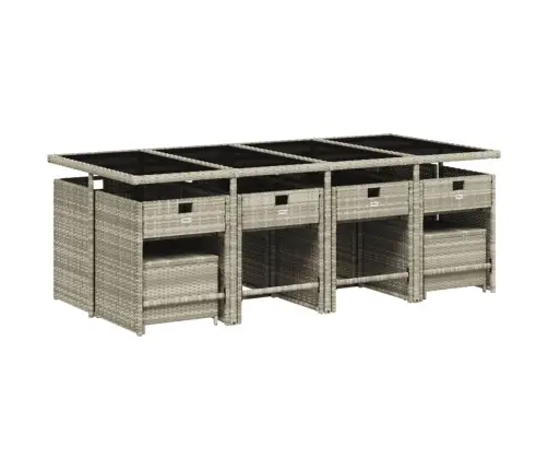 13-Daļīgs Dārza Mēbeļu Komplekts Ar Matračiem, Gaiši Pelēka Pe Vidaxl