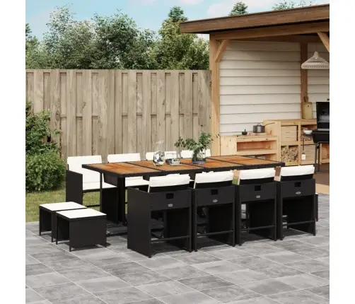 Sodo Komplektas Su Pagalvėlėmis, 13 Dalių, Juodas, Poliratanas