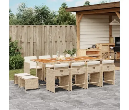 13-Daļīgs Dārza Mēbeļu Komplekts Ar Matračiem, Pe Rotangpalma Vidaxl