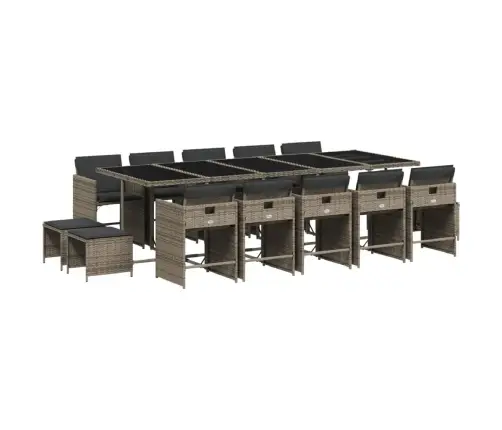 15-Daļīgs Dārza Mēbeļu Komplekts Ar Matračiem, Pe Rotangpalma Vidaxl