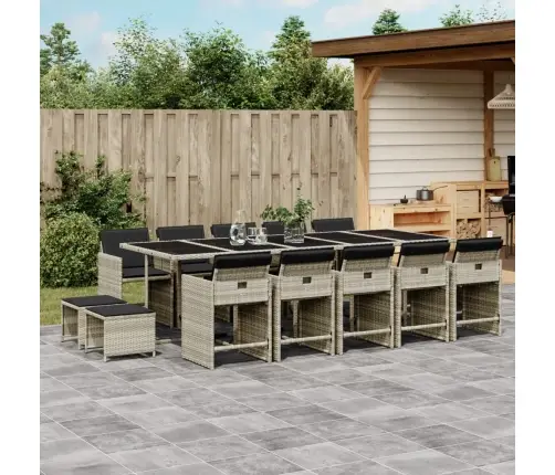 Sodo Komplektas Su Pagalvėlėmis, 15 Dalių, Pilkas, Poliratanas