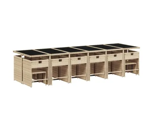 17-Osaline Aia Söögimööbli Komplekt Patjadega, Beež, Rotang