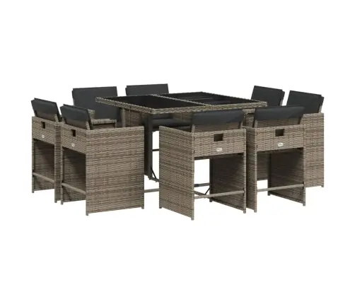 9-Daļīgs Dārza Mēbeļu Komplekts Ar Matračiem, Pe Rotangpalma Vidaxl