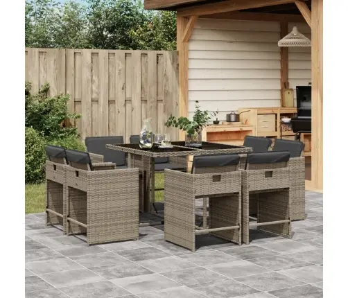 9-Daļīgs Dārza Mēbeļu Komplekts Ar Matračiem, Pe Rotangpalma Vidaxl