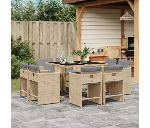 9-Daļīgs Virtuves Mēbeļu Komplekts Ar Matračiem, Pe Rotangpalma Vidaxl