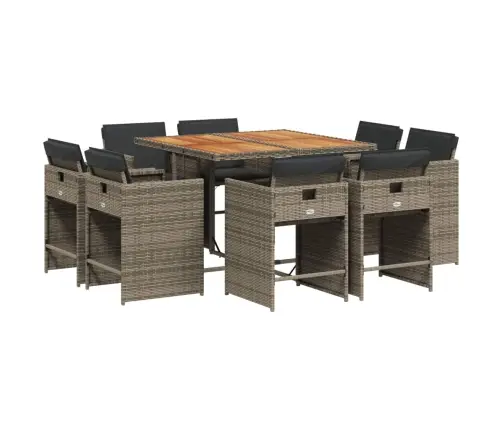 9-Daļīgs Dārza Mēbeļu Komplekts Ar Matračiem, Pe Rotangpalma Vidaxl