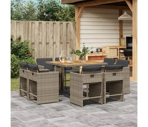 9-Daļīgs Dārza Mēbeļu Komplekts Ar Matračiem, Pe Rotangpalma Vidaxl