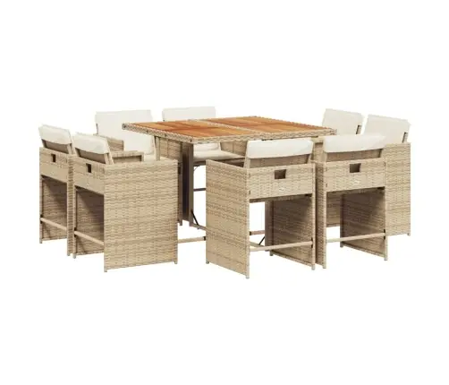 9-Daļīgs Virtuves Mēbeļu Komplekts Ar Matračiem, Pe Rotangpalma Vidaxl