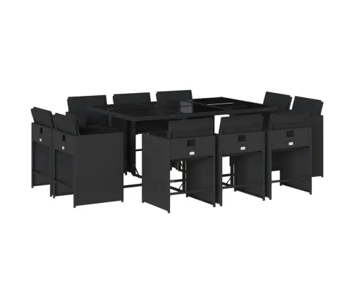 Sodo Komplektas Su Pagalvėlėmis, 11 Dalių, Juodas, Poliratanas