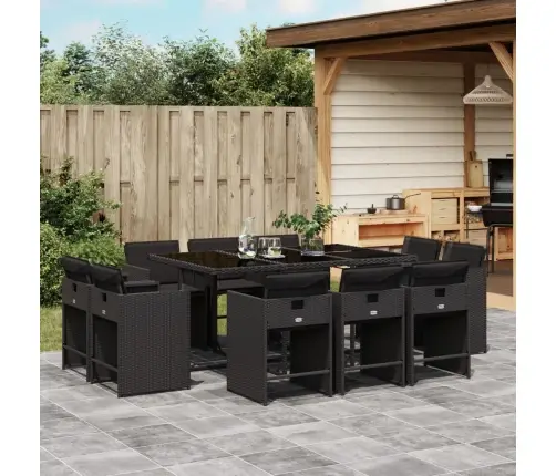 Sodo Komplektas Su Pagalvėlėmis, 11 Dalių, Juodas, Poliratanas