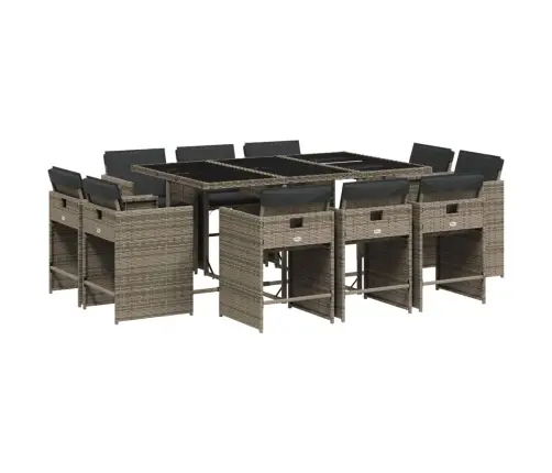 Sodo Komplektas Su Pagalvėlėmis, 11 Dalių, Pilkas, Poliratanas