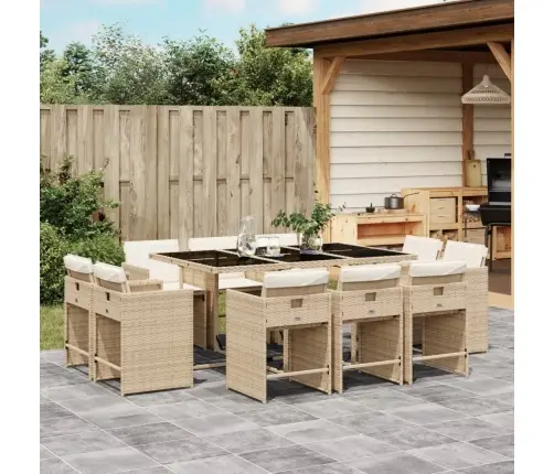 Sodo Komplektas Su Pagalvėlėmis, 11 Dalių, Smėlio, Poliratanas