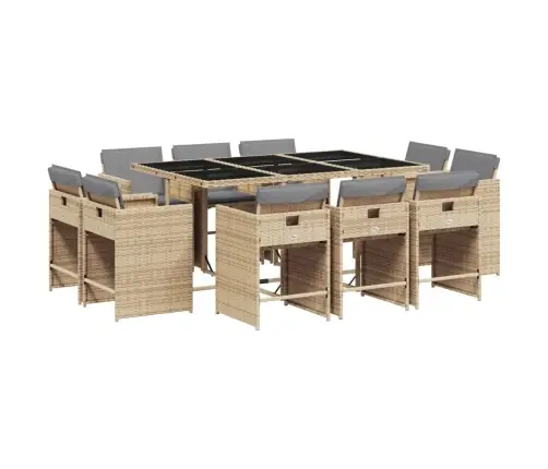 11-Daļīgs Virtuves Mēbeļu Komplekts Ar Matračiem,Pe Rotangpalma Vidaxl