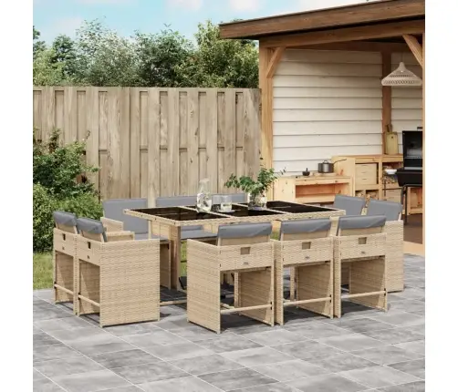 11-Daļīgs Virtuves Mēbeļu Komplekts Ar Matračiem,Pe Rotangpalma Vidaxl