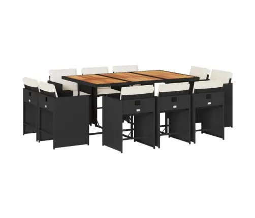 Sodo Komplektas Su Pagalvėlėmis, 11 Dalių, Juodas, Poliratanas