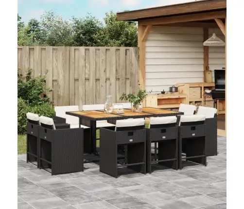 Sodo Komplektas Su Pagalvėlėmis, 11 Dalių, Juodas, Poliratanas