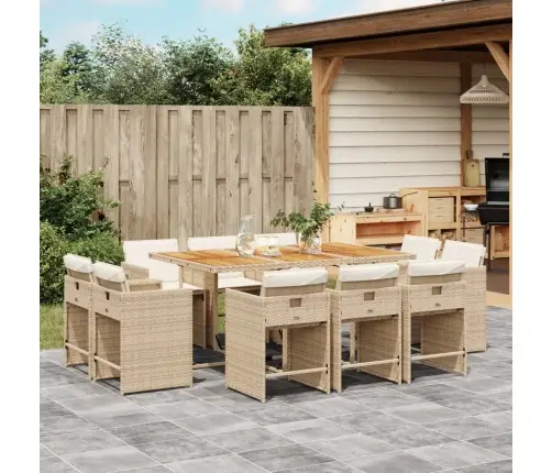 11-Osaline Aiamööbli Komplekt Patjadega, Beež, Polürotang