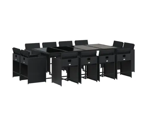 13-Daļīgs Dārza Mēbeļu Komplekts Ar Matračiem, Melns Pe Vidaxl