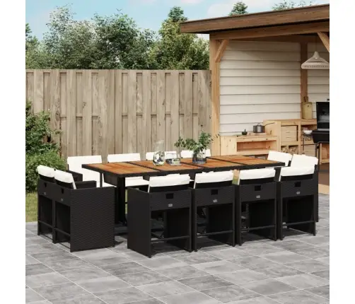 Sodo Komplektas Su Pagalvėlėmis, 13 Dalių, Juodas, Poliratanas