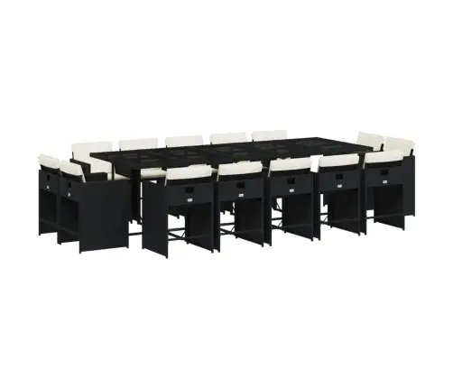 Sodo Komplektas Su Pagalvėlėmis, 15 Dalių, Juodas, Poliratanas