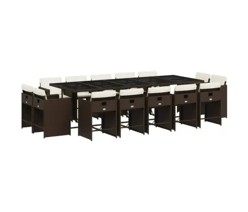 Sodo Komplektas Su Pagalvėlėmis, 15 Dalių, Rudas, Poliratanas