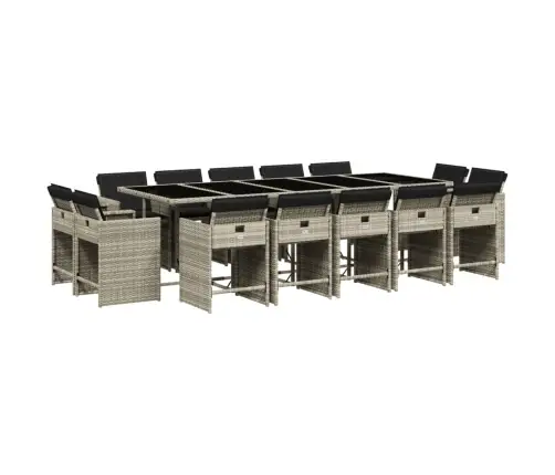 Sodo Komplektas Su Pagalvėlėmis, 15 Dalių, Pilkas, Poliratanas