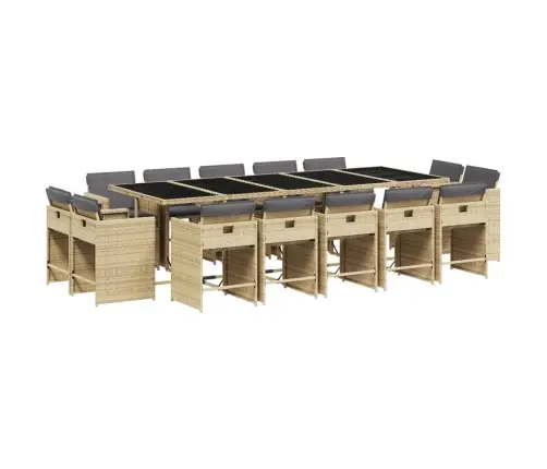 15-Daļīgs Virtuves Mēbeļu Komplekts Ar Matračiem,Pe Rotangpalma Vidaxl