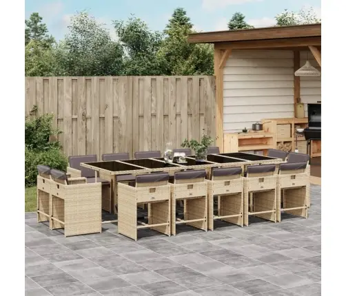 15-Daļīgs Virtuves Mēbeļu Komplekts Ar Matračiem,Pe Rotangpalma Vidaxl