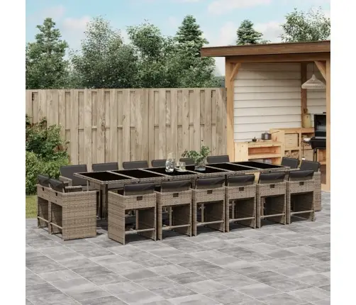 Sodo Komplektas Su Pagalvėlėmis, 17 Dalių, Pilkas, Poliratanas